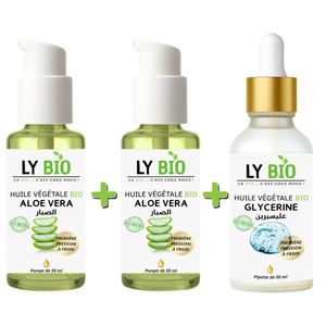 LY BIO PACK 2 X HUILE ALOE VERA 50ml - POMPE + HUILE GLYCERINE 50ml - PIPETTE