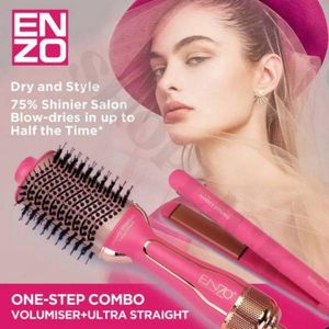 Enzo Pack 2 pieces Brosse à cheveux 2 en 1, EN-510 lisseur et one step brosse chauffante Température pouvant atteindre 980°F
