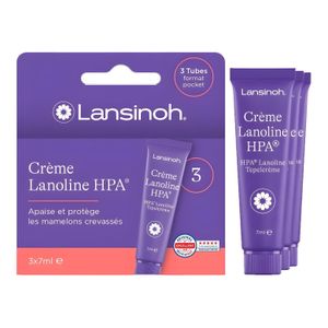Lansinoh Crème Lanoline HPA - Apaisement et Protection Mamelons - Soin Post-Accouchement - 7ml Par Tube