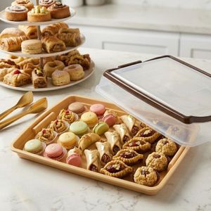 Moule à gâteau rectangulaire Webake avec couvercle, plaque de cuisson, boîte de transport pour gâteaux avec poignée
