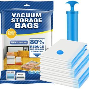 Sacs de Rangement sous Vide – Pack de 9 pour Vêtements, Couettes et Literie avec Pompe Incluse