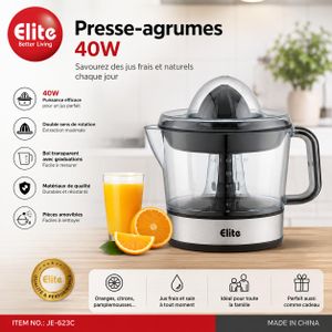 Elite Presse-agrumes Électrique 40 W avec Pichet Gradué, JE-623C