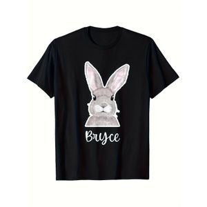 T-shirt graphique Lapin Bryce pour hommes - T-shirt décontracté à manches courtes et col rond doux, tenue de costume de lapin de Pâques lavable en machine, parfait pour les fêtes de Pâques et les événements sur le thème du lapin - Un excellent cadeau de