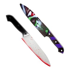 Couteau de Déguisement - Manche Rouge et Lame Sanglante - Accessoire Halloween / Carnaval
