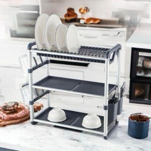 Égouttoir à vaisselle en Aluminium à 3 Niveaux – 484 * 267 * 572 mm