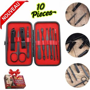 kit de manucure et pédicure coupe-ongles portable coupe en acier inoxydable 10 pièces