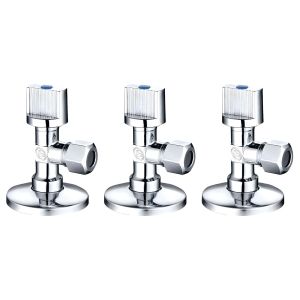 Lot de 3 - Robinet d'Équerre 1/2 X 10mm - Laiton Chromé - Pour Salle de Bain et Cuisine