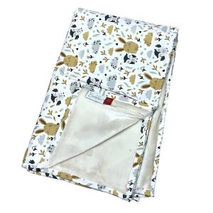 Couverture Bébé Réversible - Polaire Douce et Chaude - Confort Nouveau-né - Ivoire, 80x100 cm, Motif Lapinou