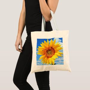 Yellow Sunflower Bag and Bees on the blue sky - Jou Unique, haute qualité