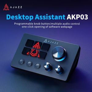 AJAZZ Console de bureau AKP03E version internationale, panneau assistant de mixage pour diffusion en direct avec touches de raccourci programmables