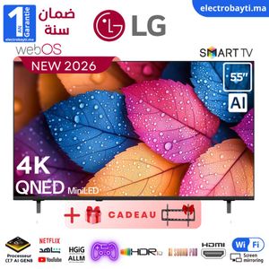LG تلفاز ذكي - QNED AI QNED80 4K - 55 بوصة - جهاز تحكم سحري AI HDR10 webOS24 2024