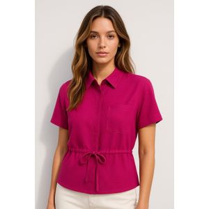 Marwa قميص برباط أمامي بلون الفوشيا الداكن