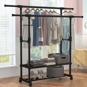 Grande Porte-Manteau En Métal Vêtements Double Pôle,Support Cintre à Chaussures