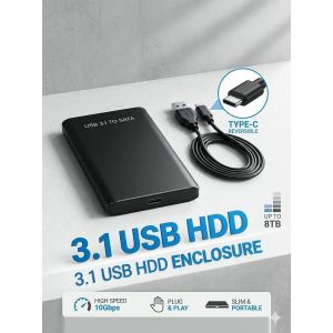 Boîtier de disque dur USB Type C SATA 2.5 pouces boîtier de disque dur USB 3.0 3.1 ordinateur portable SSD boîtier de disque dur externe Plug Play