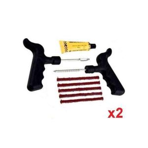 2 Kit pour Réparer Pneu Crevaison Tubless Auto Moto, Avec 5 Mèches