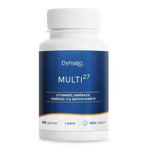 Dynveo Lab Multivitamines Multi27-60 Gélules Vegan - Avec Oméga-3, Vitamines, Minéraux & Antioxydants - Synergie pour l'Énergie, l'Immunité – 27 Actifs pour un Équilibre Optimal
