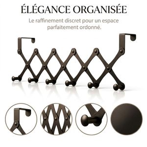 Crochets de Porte Télescopiques en Acier Inoxydable – Support Suspendu Pliable pour Sac, Chapeau et Vêtement