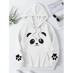 Sweat à capuche Y décontracté et à la mode pour femme, à manches longues, avec cordon de serrage, joli imprimé ours de dessin animé, ample et polyvalent. Cercle