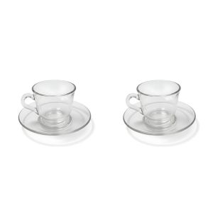 Ensemble de 6 Tasses à café - Verre lisse élégant - Pour espresso et thé - Transparent - Lot de 2