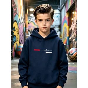 Sweat à capuche décontracté pour garçons, automne-hiver, manches longues, imprimé de lettres, haut décontracté, fibre de polyester légèrement extensible, convient pour les sorties quotidiennes décontractées, sportives et en ville