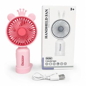Ventilateur Mini USB Rechargeable Portable – Refroidissement Puissant avec Éclairage LED Multicolore – Design Adorable Couronne – Faible Bruit, Longue Autonomie – Parfait pour Été, Bureau, École et Déplacements
