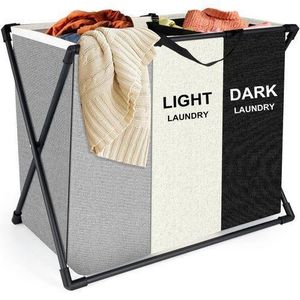 panier à linge pliable à trois compartiments, pratique et imperméable, idéal pour le rangement du linge sale 