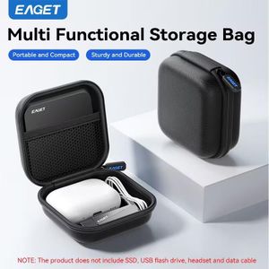 Eaget Mini Sac de Rangement Carré à Fermeture Éclair Tout Autour, Pochette pour Câble de Données, Organisateur d'Écouteurs de Voyage Léger
