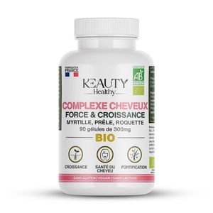 KEAUTY HEALTHY مركب شعر عضوي، قوة ونمو 90 كبسولة