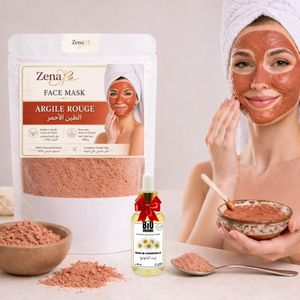 Zena Soin visage premium argile rouge naturelle 200g + huile de Camomille 30ml gratuit
