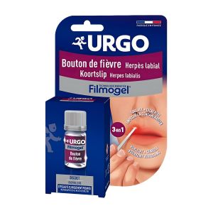 URGO Filmogel Bouton de Fièvre - Technologie Brevetée 3en1 (Soulage, Cicatrise, Anti-Contamination) - Traitement Herpès Labial Discret - Solution Topique 3ml - Fabriqué en France
