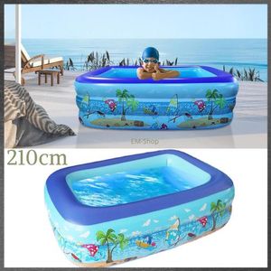 Piscine Gonflable Familiale 210cm Rectangulaire – Bassin d’Été pour Enfants et Jardin