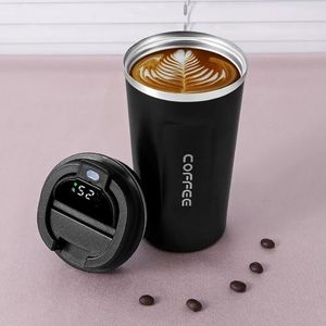 Noir)Tasse à café de voiture, Tasse de Voyage 510 ml,termosse cafe chaud,  mug Isotherme thermique avec couvercle anti-fuite,Acier Inoxydable pour café  Chaud et Froid Lait et thé 