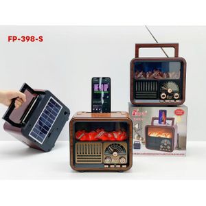 Nouveau modèle 2026 – Vente en gros usine – Nouvelle radio à lumière flamme FP-398-s – Enceinte Bluetooth portable solaire pour extérieur – Radio BANDS