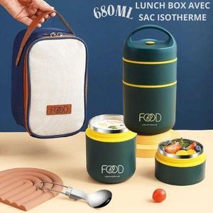 lunch box avec sact hermique double couche inoxydable avec tasse chauffante 60mlinoxydable