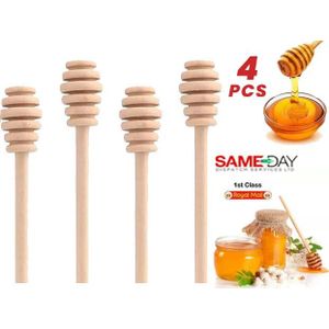 Bâtonnets à Miel en Bois Lot de 4 Cuillères Design Ergonomique Versement Sans Goutte 4PCS
