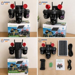 TvT Caméra de Surveillance PTZ Triple Objectif – Triple Écran, 4G LTE & Alimentation Solaire Intelligente