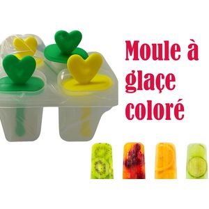 Moule à Glace Coloré 4 Cavités – Moules à Sucettes Maison – Cœur en Plastique 