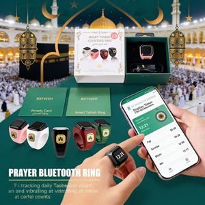 Bague Tasbih Digitale Intelligente – Compteur de Zikr Électronique OLED, Horloge & Rappel de Prière Vibration avec Boîtier de Charge