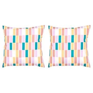 Coussin Extérieur - Motif Géométrique Confortable - Pour Piscine & Jardin - Multicolore - Lot de 2