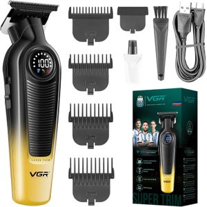 VGR V-996 Tondeuse de Finition professionnel Sans Fil Pour Homme, Tondeuse Barbe Homme Équipé Turbocompresseur, Lame Céramique Revêtement Titane, Affichage LED et Charge USB