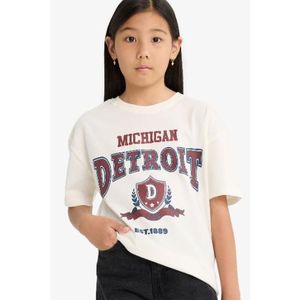 Defacto T-shirt Fille en coton - Écru - C7791A8.
