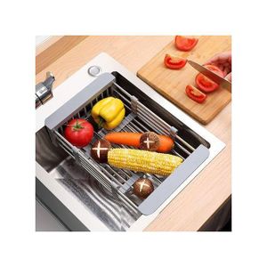 Égouttoir à fruits et légumes, Égouttoir à vaisselle réglable en acier inoxydable