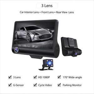 Caméra et enregistreur vidéo 3 en 1 pour voiture (avant, arrière et intérieur) avec une clarté Full HD 1080