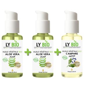 LY BIO PACK 2 X HUILE ALOE VERA 50ml - POMPE + HUILE CAMPHREE 50ML - POMPE