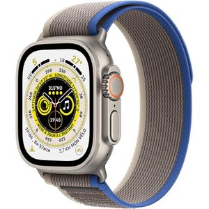 Apple Watch Ultra – Cellular – 49 mm – Boîtier en Titane Natural – Boucle Trail Bleu/Gris – Remise à Neuf