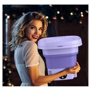 Mini-machine à laver portable pliable de 8 L avec essoreuse, idéale pour le camping et les voyages, idéale pour le linge, les sous-vêtements, les chaussettes et les petits articles, essorage trois vitesses