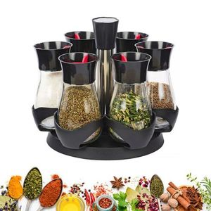 دوّار حامل توابل مع 6 نرجيلات توابل، منظم توابل