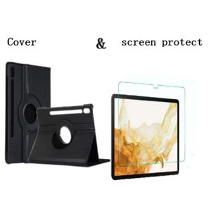 Coque pochette Cover tablette 360° rotative élégante et résistante  pour Samsung galaxy Tab S7 FE / S7 Plus / S8 Plus 12.4 Avec Antichoc verre trempe