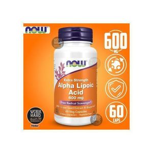 Now Foods Alpha Lipoic Acid Extrapuissant - pépin de raisin and BioPerine® Sticker 600mg