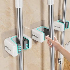 حامل عصا المكنسة لاصق قوي – منظم عملي للمطبخ والحمام بدون حفر 3 قطع